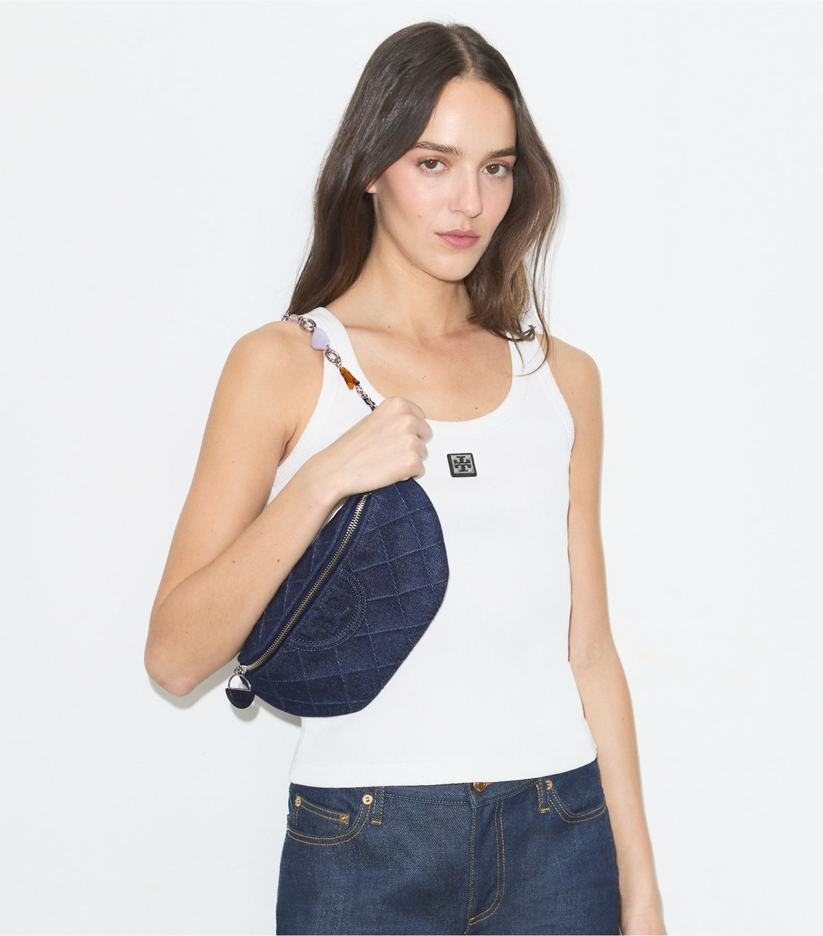 Tory Burch Fleming Denim Charm Belt Bag - Blue