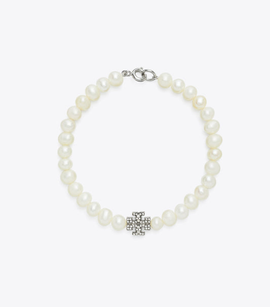 Tory Burch Moondance Pearl and Pavé Bracelet - Tory Silver / Crystal / Pearl