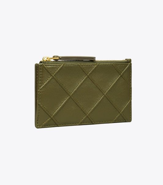 Tory Burch Fleming Zip Card Case - Dark Olive