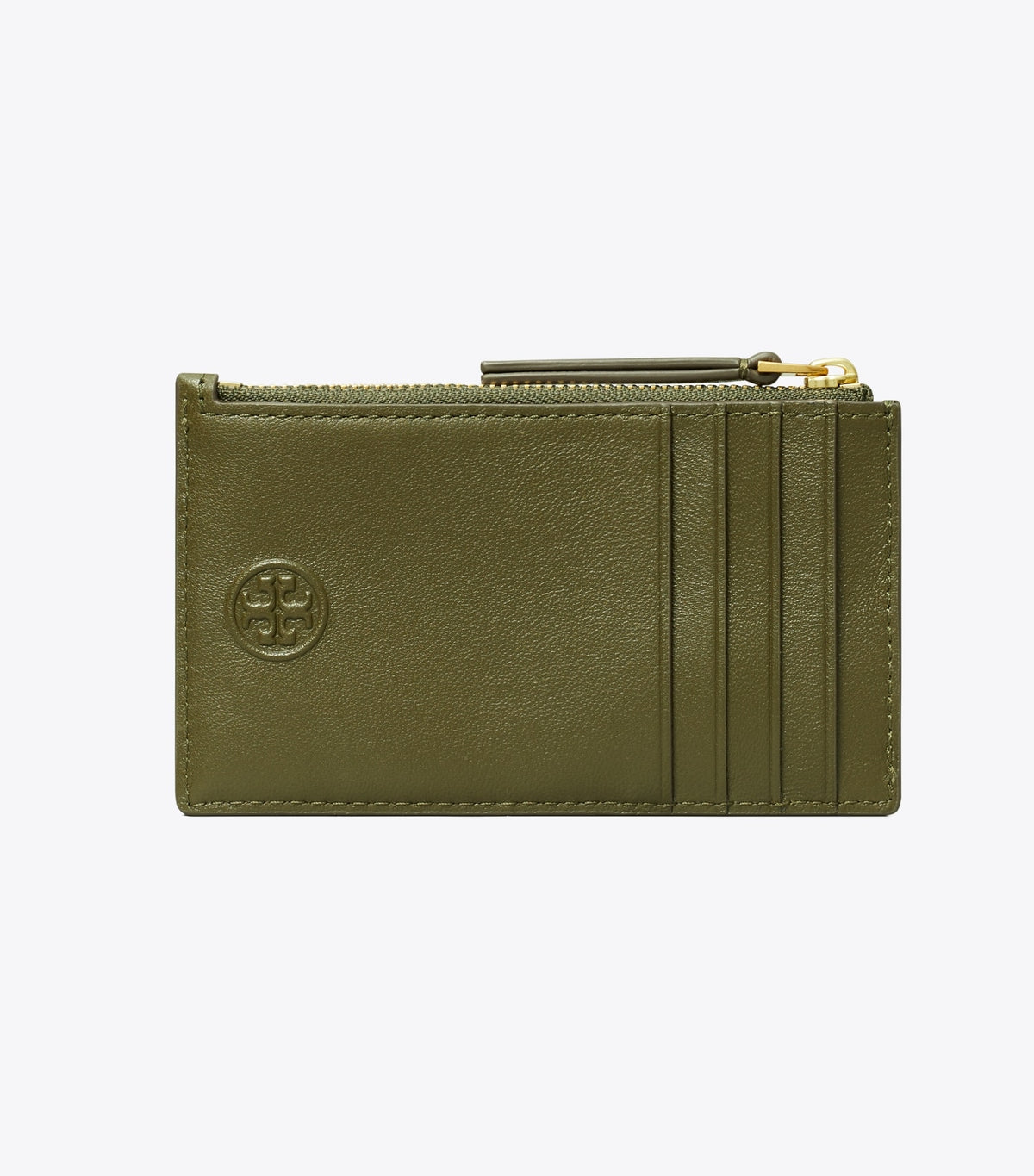 Tory Burch Fleming Zip Card Case - Dark Olive
