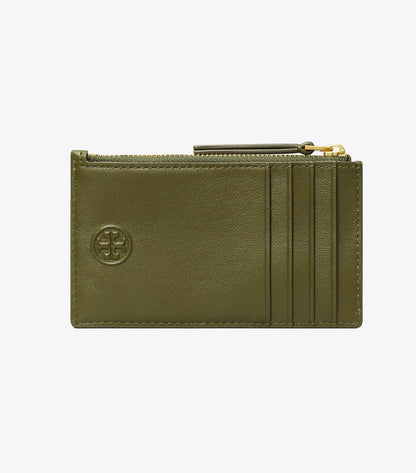 Tory Burch Fleming Zip Card Case - Dark Olive