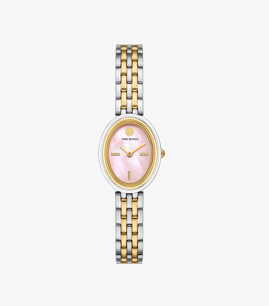 Tory Burch Oval Watch - Light Pink Tinted Mop/Two-Tone