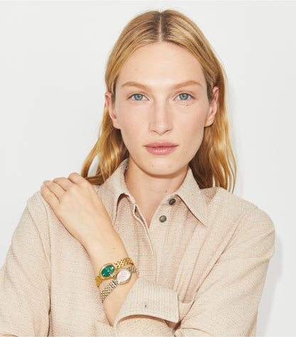 Tory Burch Oval Watch - Light Pink Tinted Mop/Two-Tone