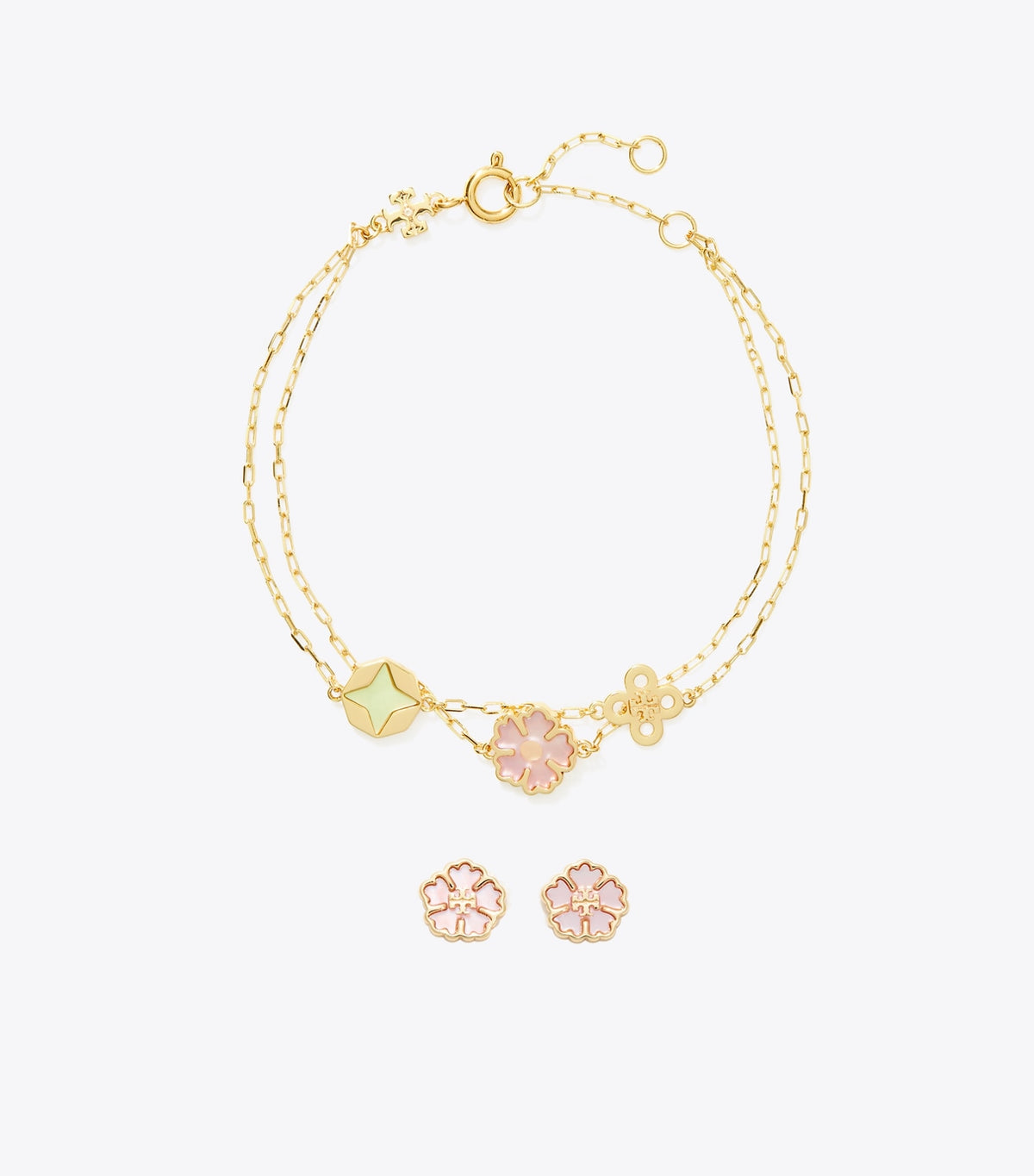 Tory Burch Forget Me Not Bracelet and Earrings Gift Set - Tory Gold / Multi