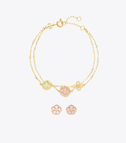 Tory Burch Forget Me Not Bracelet and Earrings Gift Set - Tory Gold / Multi