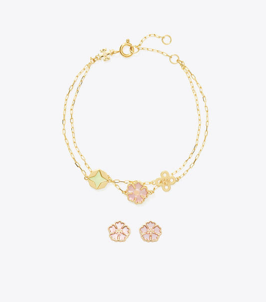 Tory Burch Forget Me Not Bracelet and Earrings Gift Set - Tory Gold / Multi