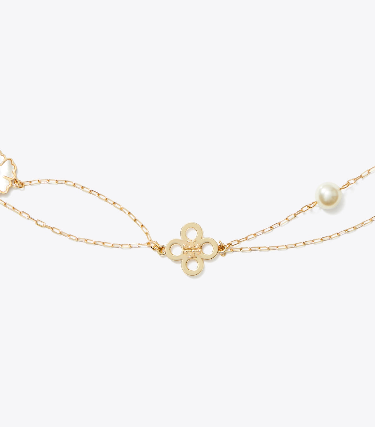 Tory Burch Forget Me Not Layered Necklace - Tory Gold / Mother Of Pearl