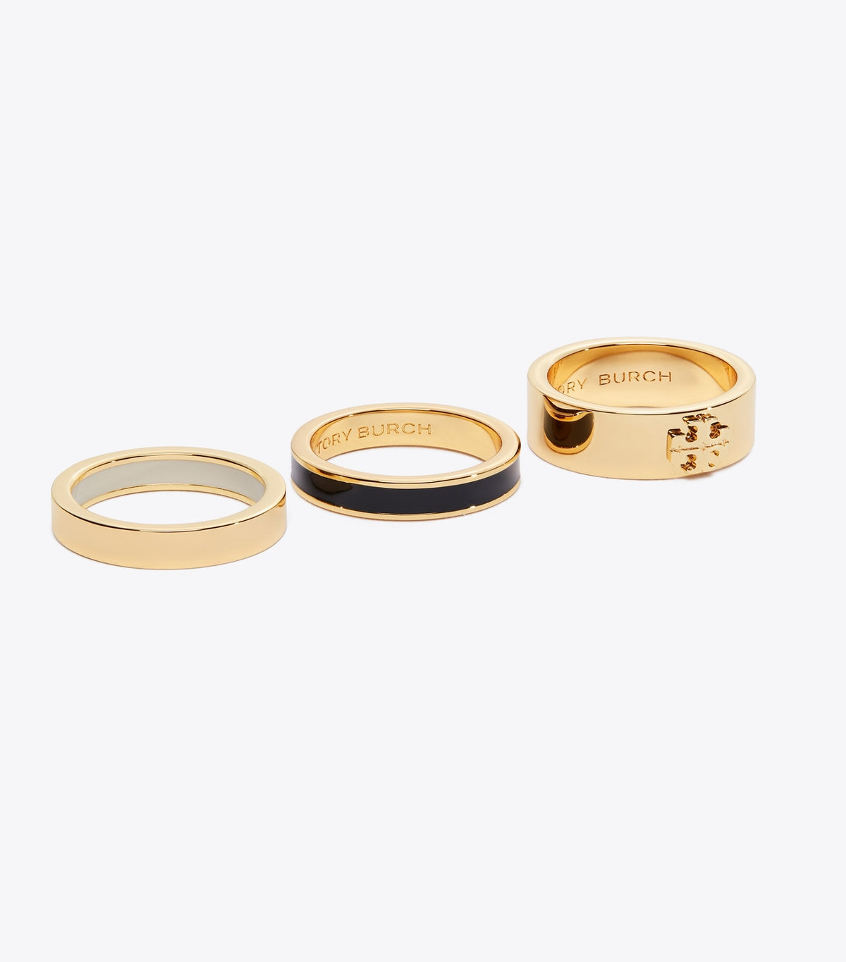 Tory Burch Icon Enamel Ring Set - Tory Gold / Black