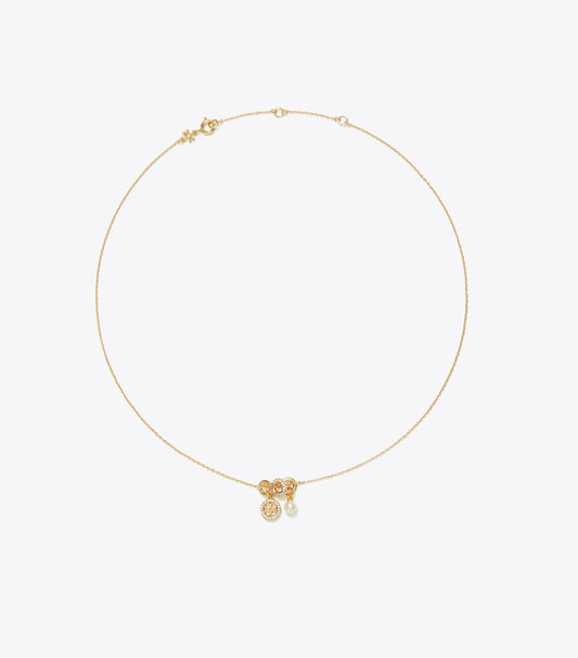 Tory Burch Icon Pavé Charm Pendant Necklace - Tory Gold / Crystal / Pearl
