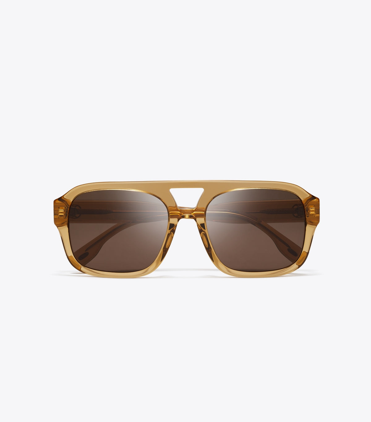 Tory Burch Miller Navigator Sunglasses - Transparent Yellow Brown/Solid Brown