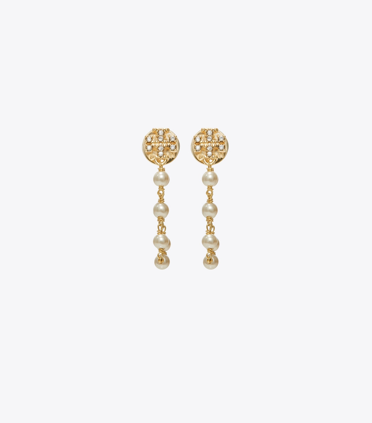 Tory Burch Moondance Pearl and Chain Earrings - Tory Gold / Pearl / Crystal