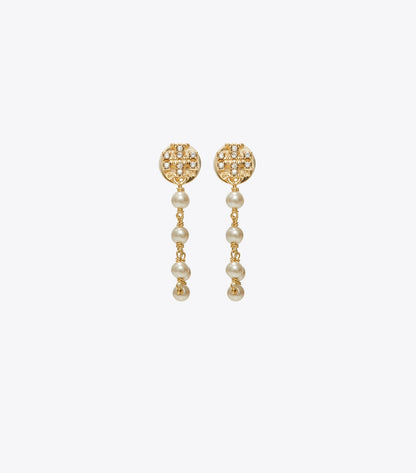 Tory Burch Moondance Pearl and Chain Earrings - Tory Gold / Pearl / Crystal
