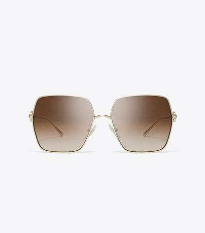 Tory Burch Miller Oversized Square Sunglasses - Brushed Light Gold/Brown Gradient