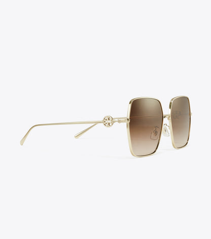 Tory Burch Miller Oversized Square Sunglasses - Brushed Light Gold/Brown Gradient