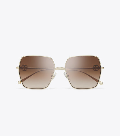 Tory Burch Miller Oversized Square Sunglasses - Brushed Light Gold/Brown Gradient