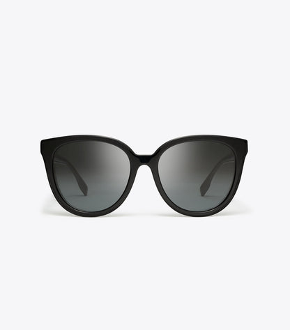 Tory Burch Miller Round Sunglasses - Black/Dark Grey