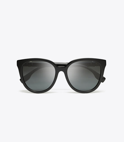 Tory Burch Miller Round Sunglasses - Black/Dark Grey