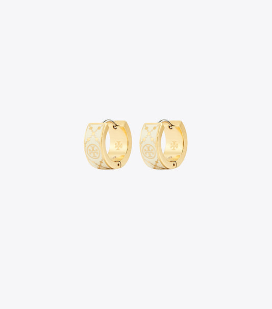 Tory Burch Small Icon T Monogram Hoop Earrings - Tory Gold / New Ivory