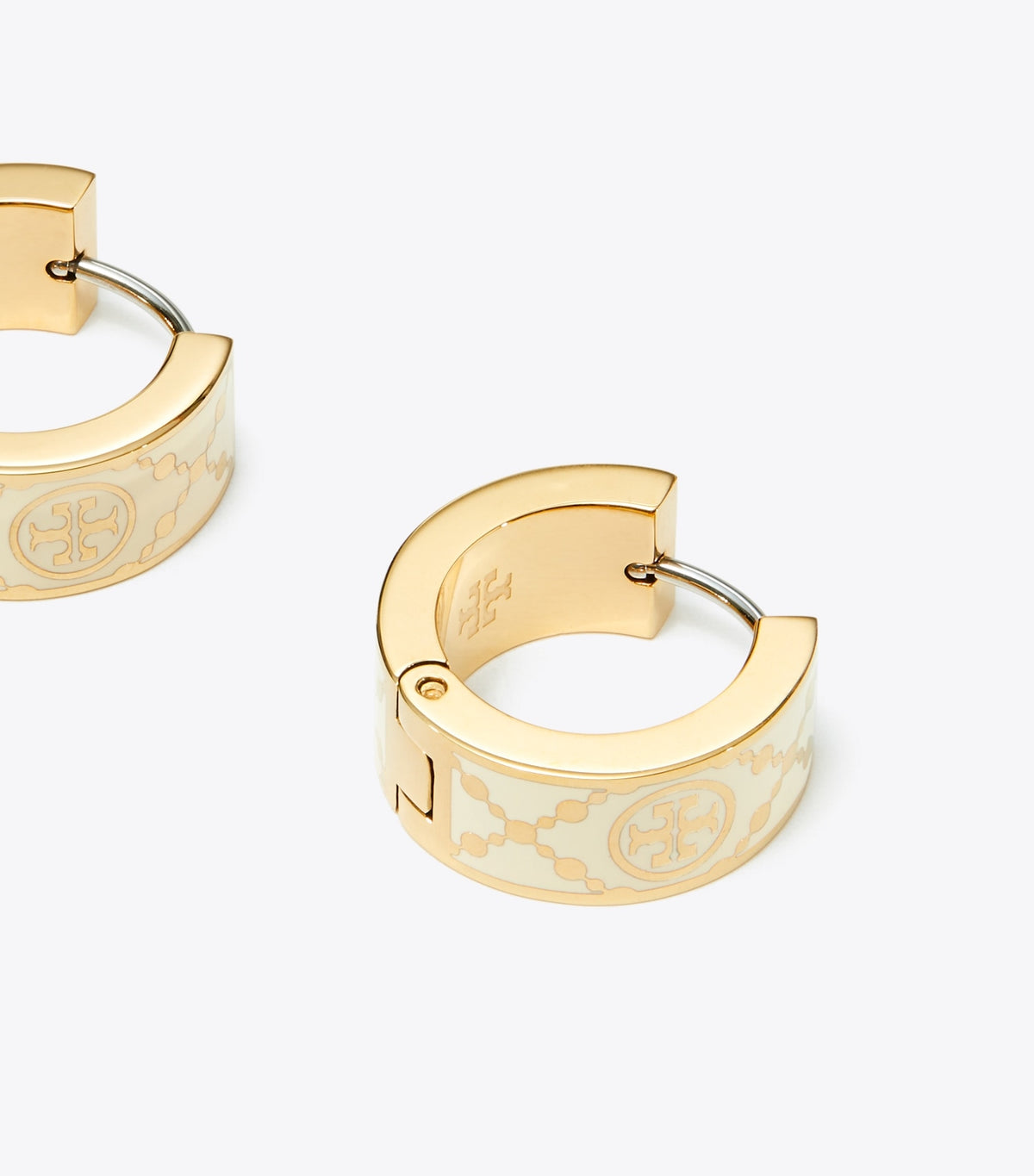 Tory Burch Small Icon T Monogram Hoop Earrings - Tory Gold / New Ivory