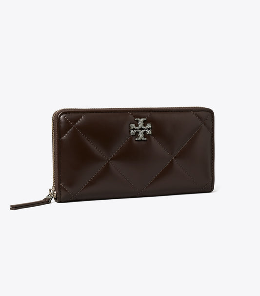 Tory Burch Kira Diamond Quilt Pavé Zip Continental Wallet - Cocoa