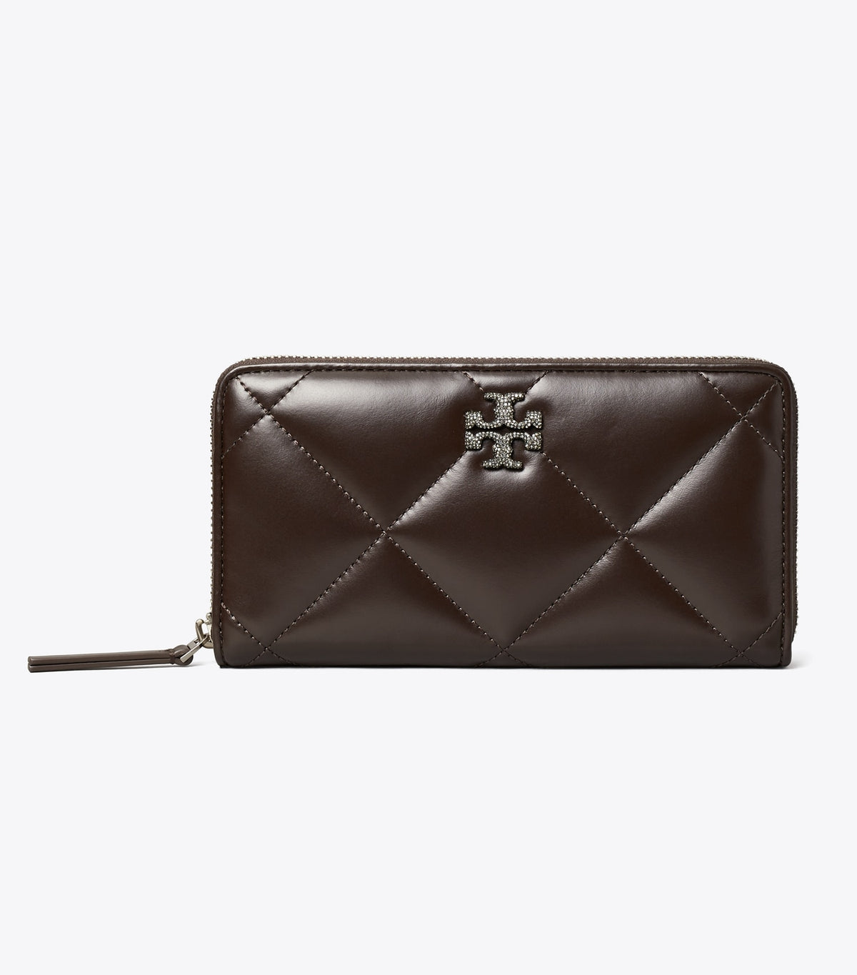 Tory Burch Kira Diamond Quilt Pavé Zip Continental Wallet - Cocoa