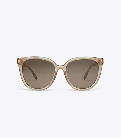 Tory Burch Miller Round Sunglasses - Transparent Brown/ Dark Brown
