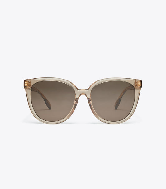 Tory Burch Miller Round Sunglasses - Transparent Brown/ Dark Brown