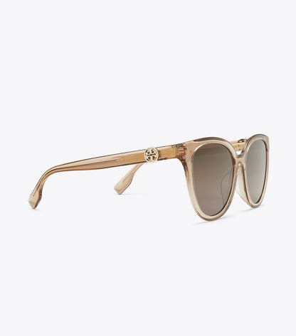 Tory Burch Miller Round Sunglasses - Transparent Brown/ Dark Brown