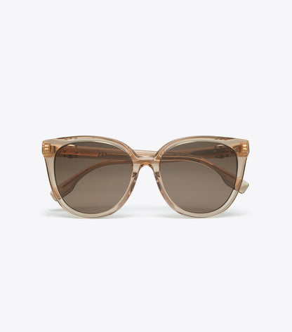 Tory Burch Miller Round Sunglasses - Transparent Brown/ Dark Brown