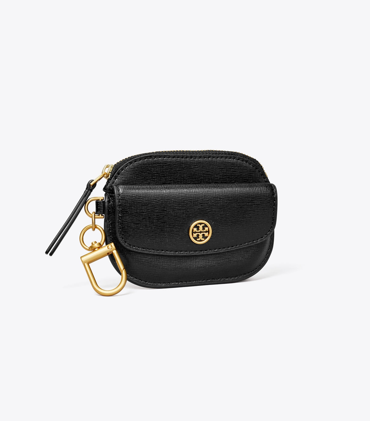Tory Burch Robinson Card Case Key Ring - Black