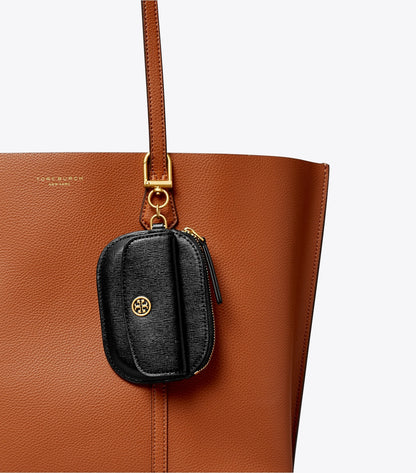 Tory Burch Robinson Card Case Key Ring - Black