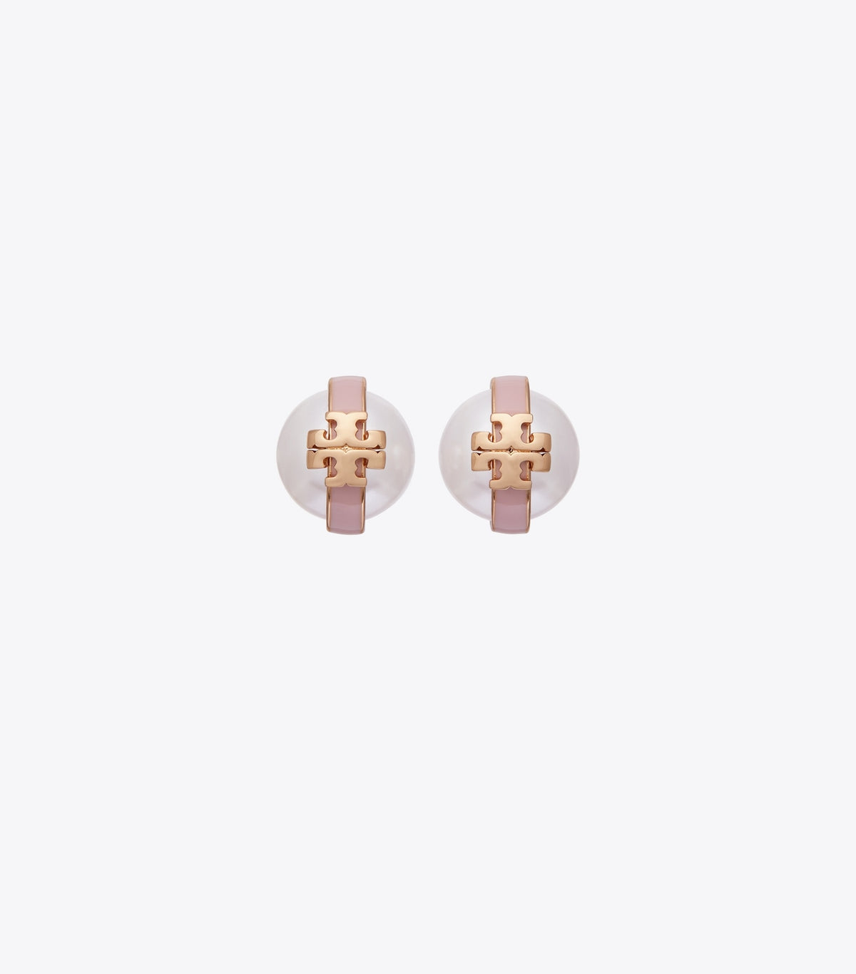 Tory Burch Moondance Pearl Stud Earrings - Light Brass / Pearl / Pink