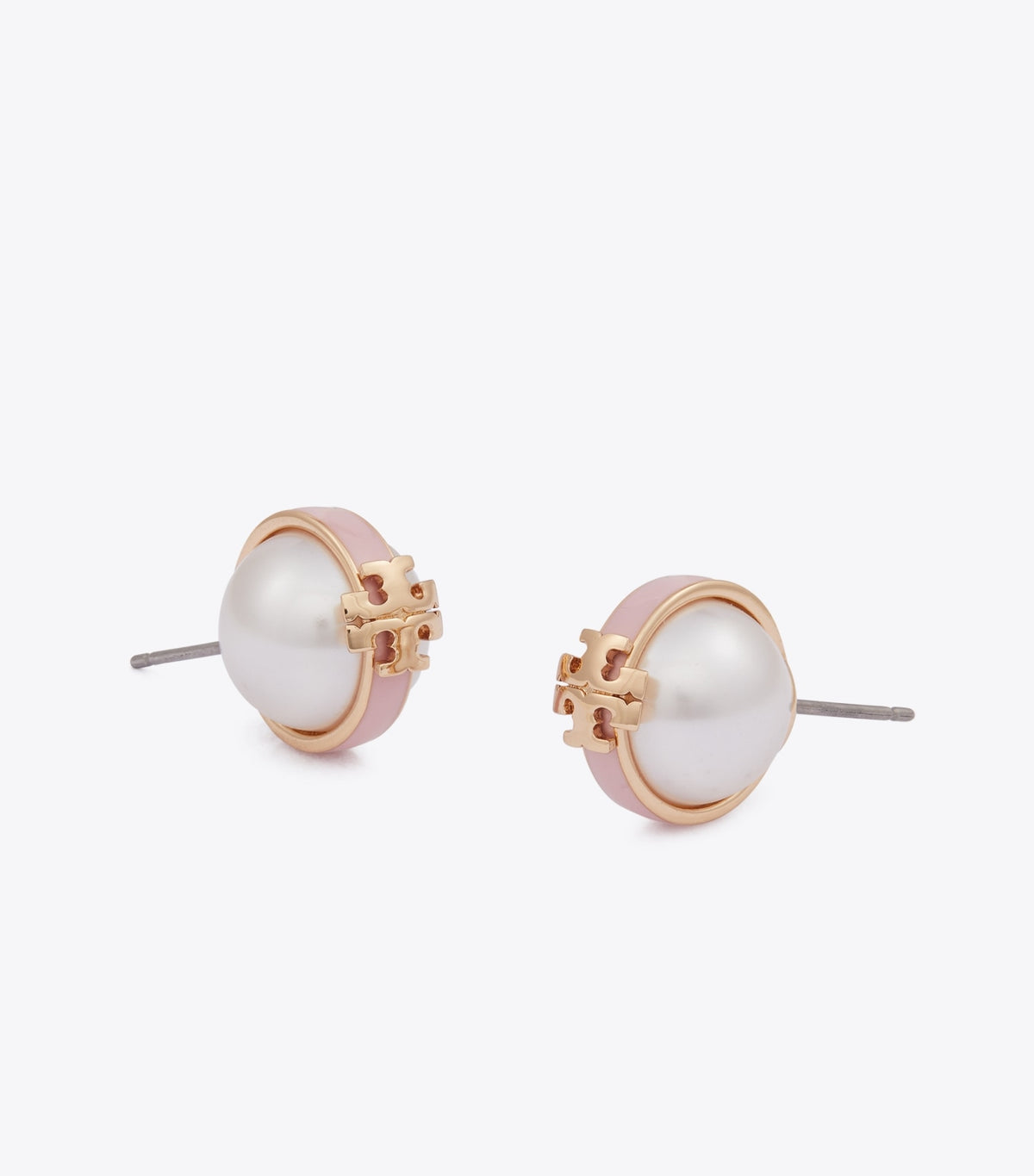 Tory Burch Moondance Pearl Stud Earrings - Light Brass / Pearl / Pink