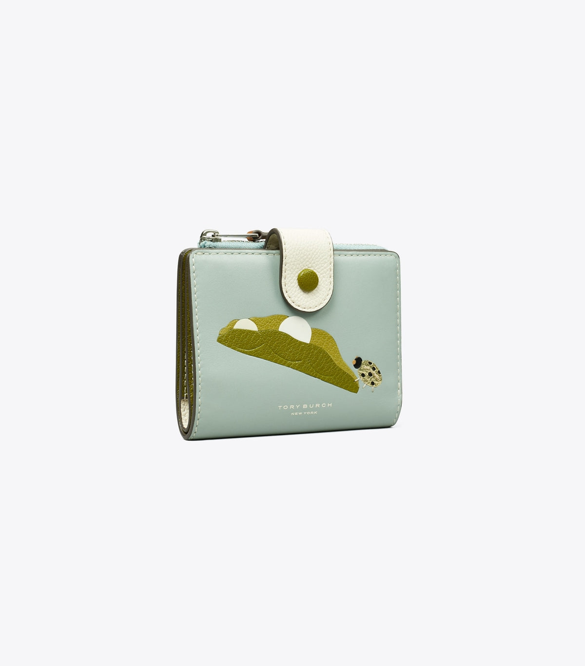 Tory Burch Colorblock Pea Pod Bi-Fold Wallet - Blue Celadon