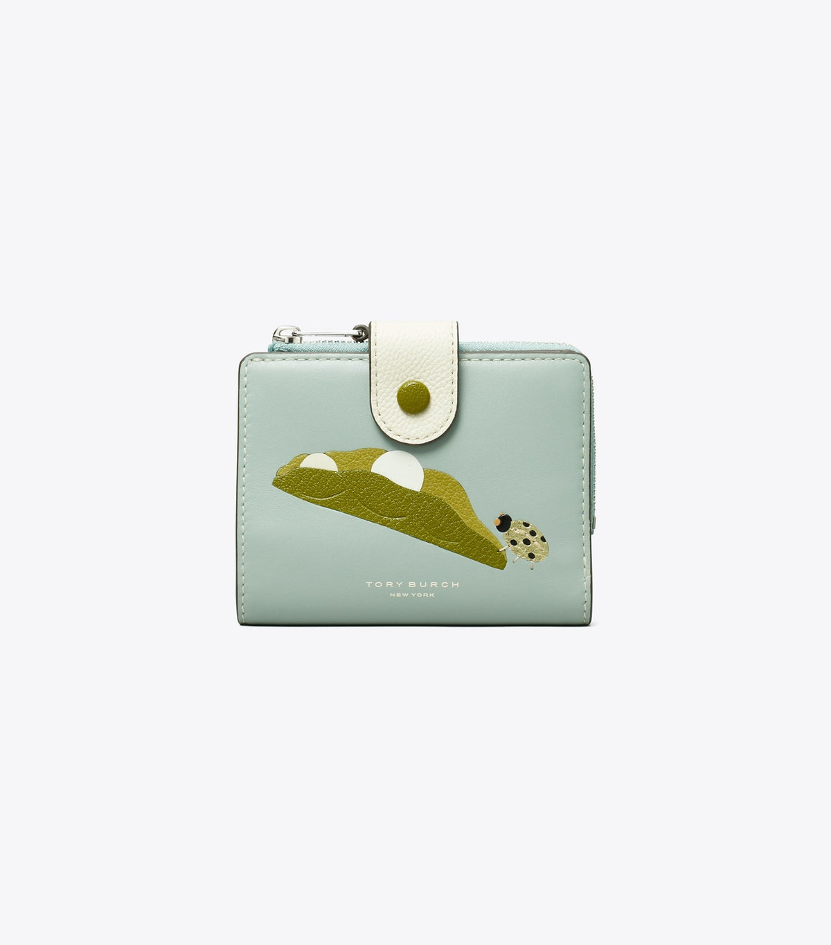 Tory Burch Colorblock Pea Pod Bi-Fold Wallet - Blue Celadon