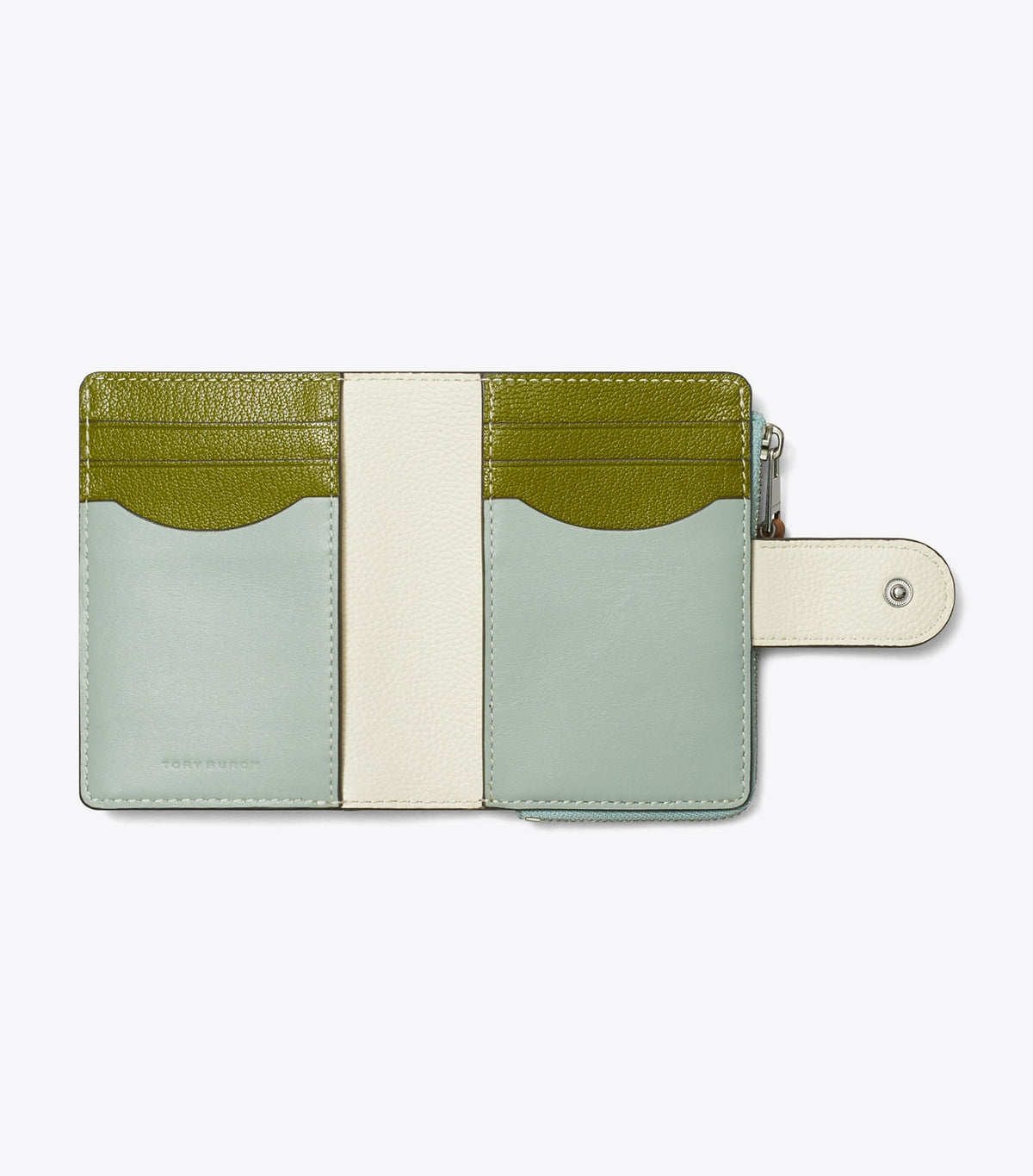 Tory Burch Colorblock Pea Pod Bi-Fold Wallet - Blue Celadon
