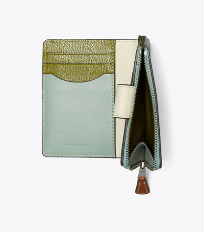 Tory Burch Colorblock Pea Pod Bi-Fold Wallet - Blue Celadon