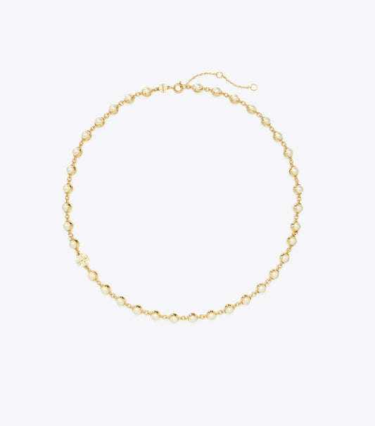 Tory Burch Moondance Pearl Necklace - Light Brass / Pearl