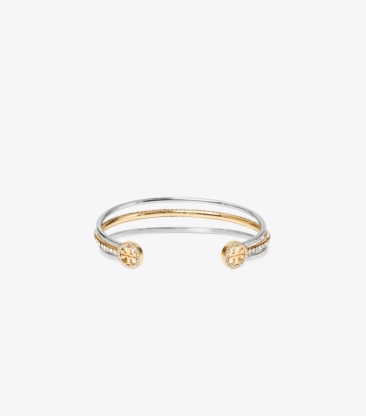 Tory Burch Icon Pavé Cuff - Tory Silver / Tory Gold / Crystal