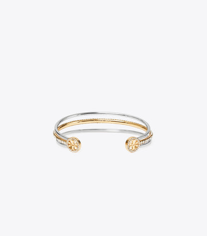 Tory Burch Icon Pavé Cuff - Tory Silver / Tory Gold / Crystal