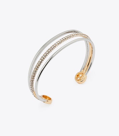 Tory Burch Icon Pavé Cuff - Tory Silver / Tory Gold / Crystal