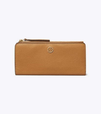 Tory Burch Robinson Pebbled Zip Slim Wallet - Tiramisu