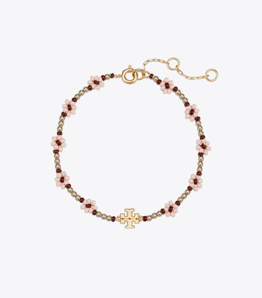 Tory Burch Curiosity Beaded Flower Bracelet - Light Pink