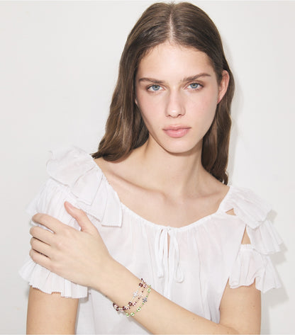 Tory Burch Curiosity Beaded Flower Bracelet - Light Pink