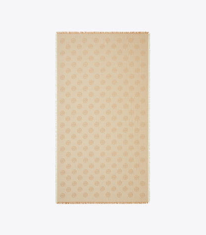 Tory Burch Medallion Logo Oblong Traveler Scarf - Camel