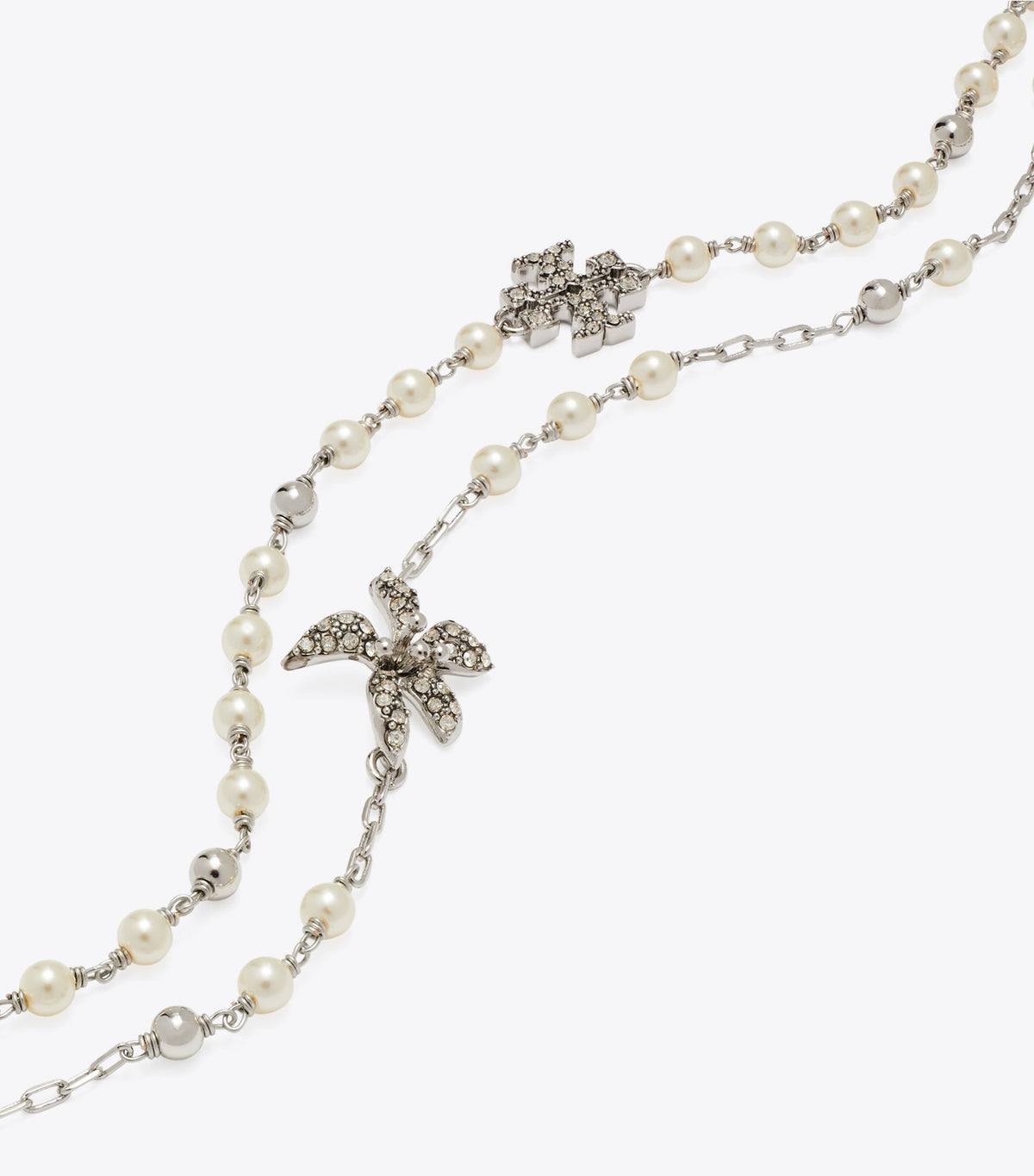 Tory Burch Moondance Multi Strand Pearl Bracelet - Tory Silver / Pearl / Crystal