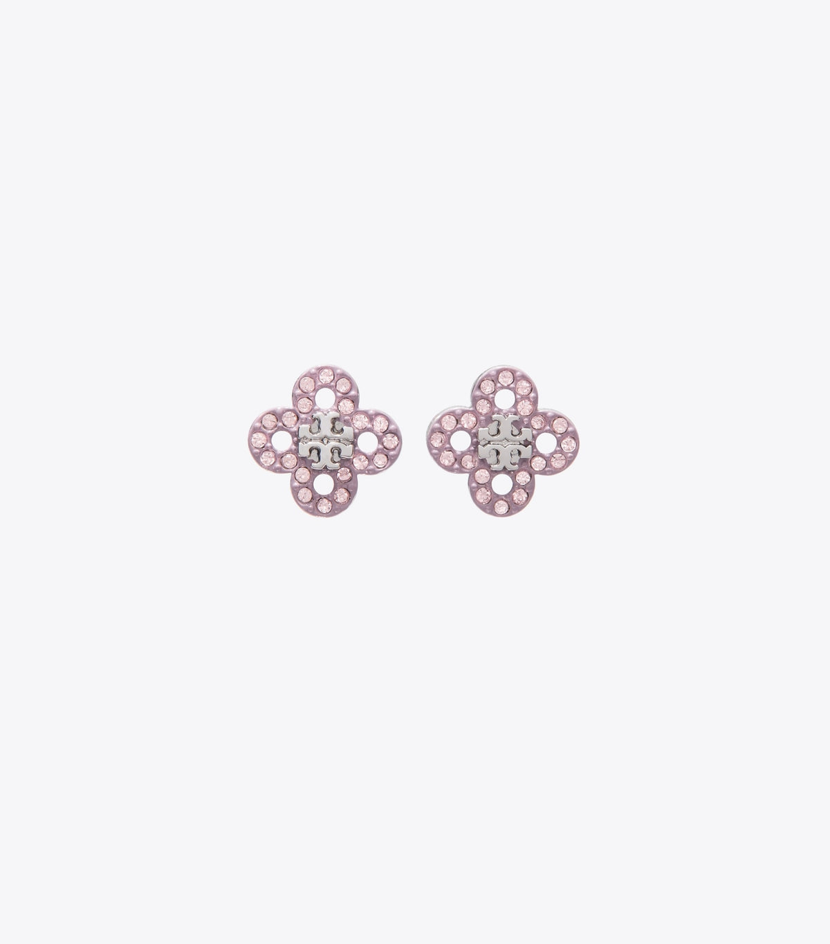 Tory Burch Forget Me Not Clover Stud Earrings - Tory Silver / Pink