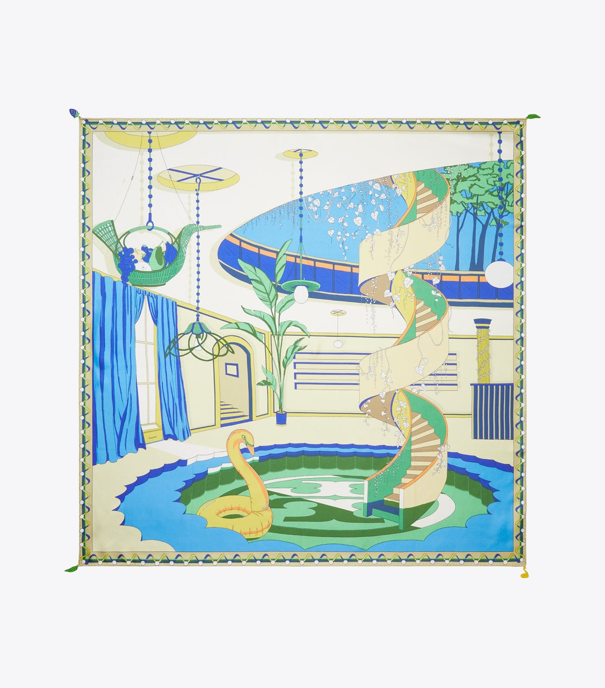 Tory Burch The Pool Silk Square Scarf - The Pool Blue