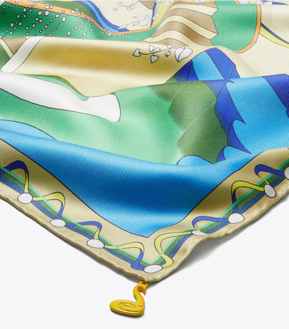 Tory Burch The Pool Silk Square Scarf - The Pool Blue