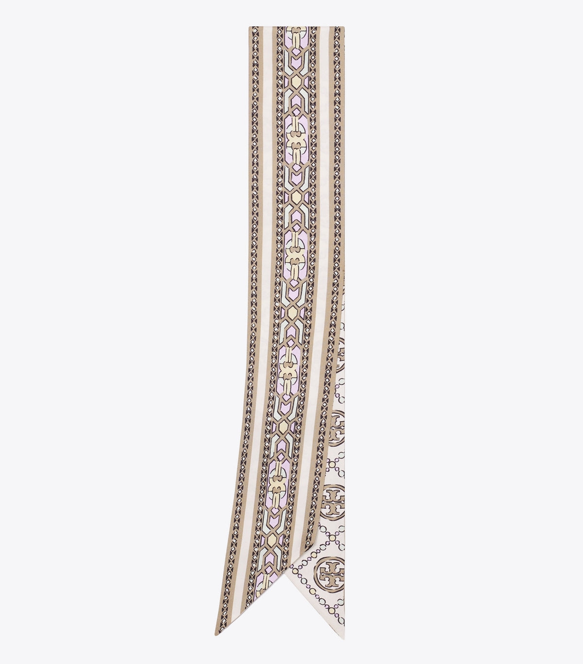 Tory Burch T Monogram Deco Ribbon Tie - Cream Deco T Monogram